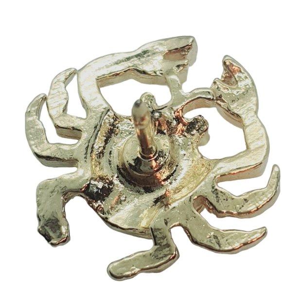 CRAB FIGURAL GOLD CLUTCH PIN BROOCH TIE TACK LAPEL BROACH GOLDTONE VTG Ballou - Picture 4 of 13